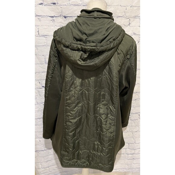 Susan Graver Women's Mixed Media Olive Green Zip Up Coat Jacket Plus Size 1X - Picture 4 of 10
